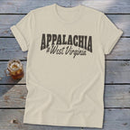 Cream t-shirt with "APPALACHIA #West Virginia" text.