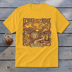Yellow t-shirt with "Echoes From the Ridge Appalachian Music & Picking Celebration" graphic.