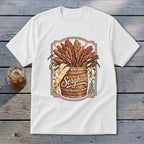 White t-shirt with a barrel of sorghum grain illustration and "Sorghum" text.