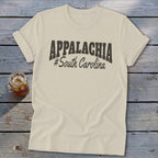Cream t-shirt with "APPALACHIA #South Carolina" text.