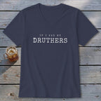 Navy v-neck t-shirt with white text reading "IF I HAD MY DRUTHERS".