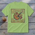 Light green t-shirt with "Mountain Soul and Front Porch Pickin'" text and guitar design.