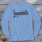 Light blue long-sleeve shirt with black text "Imgonnahafta"