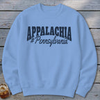 Light blue sweatshirt with "APPALACHIA #Pennsylvania" graphic.
